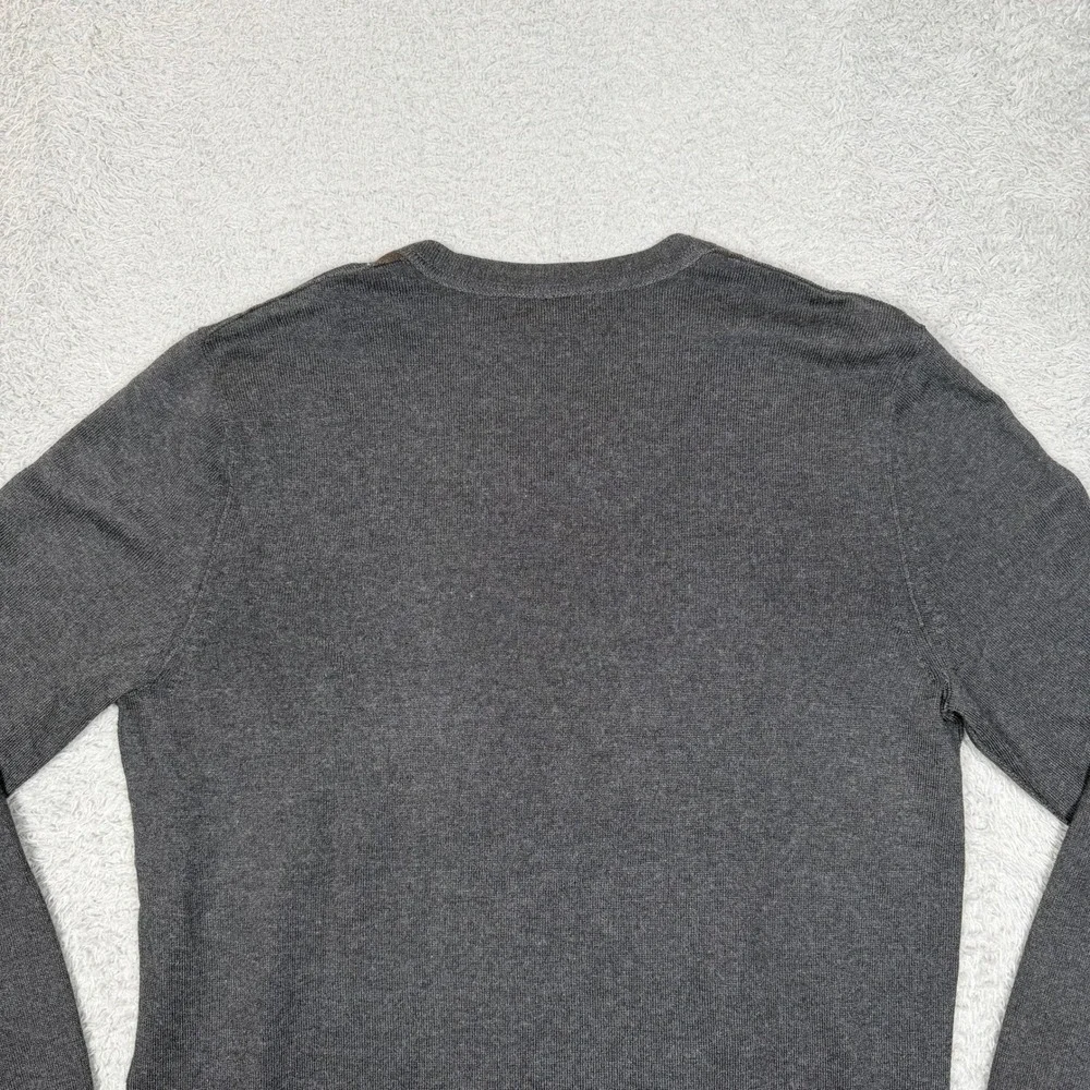 Banana Republic Mens Silk Cashmere‎ Argyle V-Neck Sweater Charcoal Grey Medium
